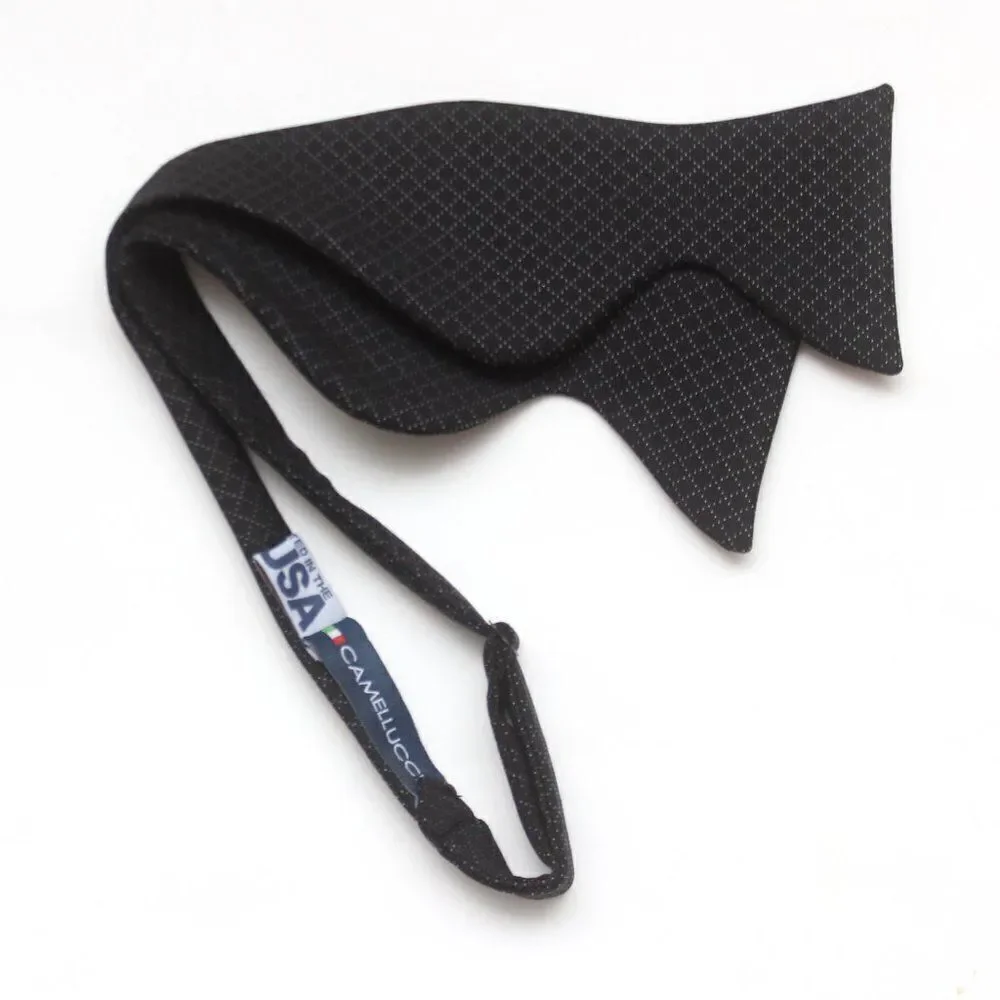 Men's Self tied Bow Tie Silk Bowtie Big Butterfly Bow tie‎ S619 Black Plaid